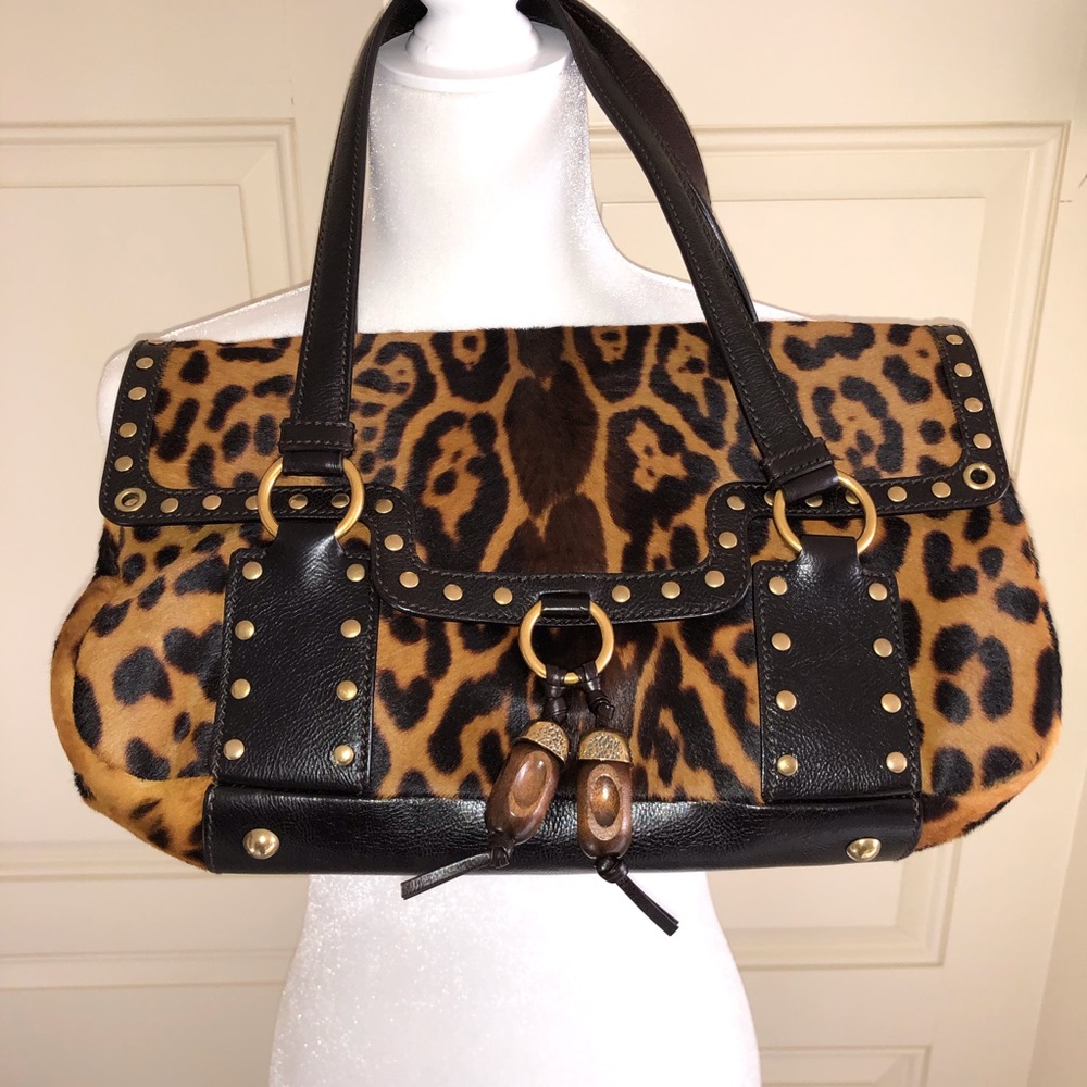Yves SaInt Laurent Rive Gauche Leopard Print Bag